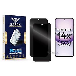 anti-spy privacy tempered glass screen protector compatible with realme 14x 5g pack of 2  edge-to-edge 9h hardness case friendly easy installation kit