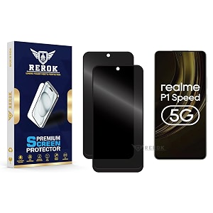 anti-spy privacy tempered glass screen protector compatible with realme p1 speed 5g pack of 2  edge-to-edge 9h hardness case friendly easy installation kit