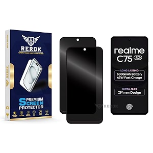 anti-spy privacy tempered glass screen protector compatible with realme c75 5g pack of 2  edge-to-edge 9h hardness case friendly easy installation kit