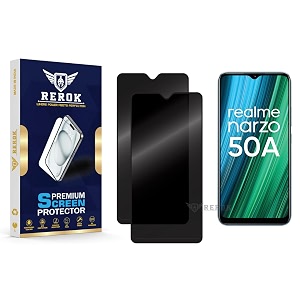 anti-spy privacy tempered glass screen protector compatible with realme narzo 50a pack of 2  edge-to-edge 9h hardness case friendly easy installation kit