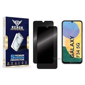 anti-spy privacy tempered glass screen protector compatible with samsung galaxy f34 5g pack of 2  edge-to-edge 9h hardness case friendly easy installation kit