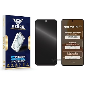 anti-spy privacy tempered glass screen protector compatible with realme p4 pack of 1  edge-to-edge 9h hardness case friendly easy installation kit