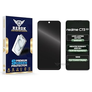 anti-spy privacy tempered glass screen protector compatible with realme c73 5g pack of 1  edge-to-edge 9h hardness case friendly easy installation kit