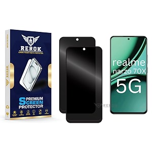 anti-spy privacy tempered glass screen protector compatible with realme narzo 70x 5g pack of 2  edge-to-edge 9h hardness case friendly easy installation kit