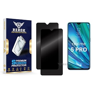 anti-spy privacy tempered glass screen protector compatible with realme 5 pro pack of 2  edge-to-edge 9h hardness case friendly easy installation kit