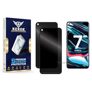 anti-spy privacy tempered glass screen protector compatible with realme 7 pro pack of 2  edge-to-edge 9h hardness case friendly easy installation kit