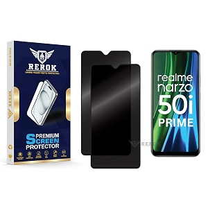 anti-spy privacy tempered glass screen protector compatible with realme narzo 50i prime pack of 2  edge-to-edge 9h hardness case friendly easy installation kit