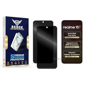 anti-spy privacy tempered glass screen protector compatible with realme 15t pack of 2  edge-to-edge 9h hardness case friendly easy installation kit