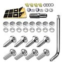 Anti Theft License Plate Screws Kits, M6 (1/4") Tamper Proof Fastener Nut, Stainless Steel Mounting Hardware and Nylon Fastener Nuts, Caps Cover for Front Rear Frame Holder Mounting(Silver)
