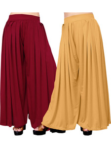 Anti Wrinkle Designer Flared Women Beige Red
