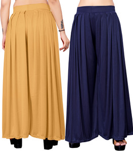 Anti Wrinkle Designer Flared Women Beige Blue