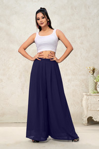 Anti Wrinkle Designer Flared Women Blue Trousers