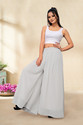 Anti Wrinkle Designer Flared Women Grey Trousers