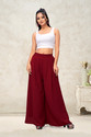 Anti Wrinkle Designer Flared Women Maroon Trousers