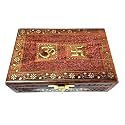 Exquisitely Hand Brass-Filled Wooden OM Box for Good Luck| Jewellery Box (15x10,Retro Squares)