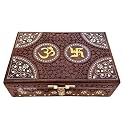 Exquisitely Hand Brass-Filled Wooden OM Box for Good Luck| Jewellery Box (15X10 inches, Pious Galaxy)