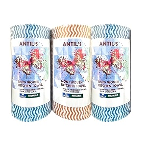 antil39s multipurpose kitchen rolltissuetowel washable amp reuseable non-woven cloth dish towel for kitchen cleaning super absorbent reusable tissue roll 75 gsm80 pulls per roll pack of 3