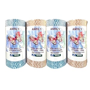 antil39s multipurpose kitchen rolltissuetowel washable amp reuseable non-woven cloth dish towel for kitchen cleaning super absorbent reusable tissue roll 75 gsm80 pulls per roll pack of 4