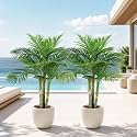 ANTING 4FT Golden Cane Palm, Artificial Palm Tree Large Tropical Faux Palm Trees UV Resistant, Indoor & Outdoor Fake Plant for Living Room, Outside Patio, Office Home Decor