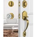 Antique Brass Front Door Lock Set with Glass Door Knob Classic