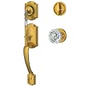 Antique Brass Front Door Lock Set with Glass Door Knob Vintage