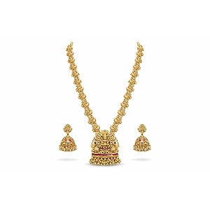 antique gold plated temple jewellery necklace set with earrings for women traditional indian bridal necklace set south indian choker haram style jewellery set ethnic wedding for women