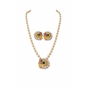 antique gold plated temple jewellery necklace set with earrings for women traditional indian bridal necklace set south indian choker haram style jewellery set ethnic wedding for women