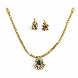 antique gold plated temple jewellery necklace set with earrings for women traditional indian bridal necklace set south indian choker haram style jewellery set ethnic wedding for women