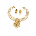 Antique Gold Plated Temple Jewellery Necklace Set with Earrings for Women, Traditional Indian Bridal Necklace Set, South Indian Choker Haram Style Jewellery Set, Ethnic Wedding for Women