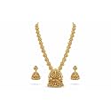 Antique Gold Plated Temple Jewellery Necklace Set with Earrings for Women, Traditional Indian Bridal Necklace Set, South Indian Choker Haram Style Jewellery Set, Ethnic Wedding for Women