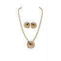 Antique Gold Plated Temple Jewellery Necklace Set with Earrings for Women, Traditional Indian Bridal Necklace Set, South Indian Choker Haram Style Jewellery Set, Ethnic Wedding for Women
