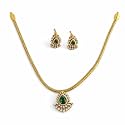 Antique Gold Plated Temple Jewellery Necklace Set with Earrings for Women, Traditional Indian Bridal Necklace Set, South Indian Choker Haram Style Jewellery Set, Ethnic Wedding for Women