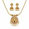 Antique Gold Plated Temple Jewellery Necklace Set with Earrings for Women, Traditional Indian Bridal Necklace Set, South Indian Choker Haram Style Jewellery Set, Ethnic Wedding for Women