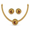 Antique Gold Plated Temple Jewellery Necklace Set with Earrings for Women, Traditional Indian Bridal Necklace Set, South Indian Choker Haram Style Jewellery Set, Ethnic Wedding for Women