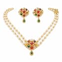 Antique Gold Plated Temple Jewellery Necklace Set with Earrings for Women, Traditional Indian Bridal Necklace Set, South Indian Choker Haram Style Jewellery Set, Ethnic Wedding for Women