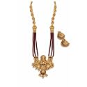 Antique Gold Plated Temple Jewellery Necklace Set with Earrings for Women, Traditional Indian Bridal Necklace Set, South Indian Choker Haram Style Jewellery Set, Ethnic Wedding for Women