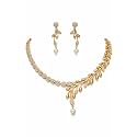 Antique Gold Plated Temple Jewellery Necklace Set with Earrings for Women, Traditional Indian Bridal Necklace Set, South Indian Choker Haram Style Jewellery Set, Ethnic Wedding for Women