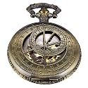 Bronze Retro Mechanical Pocket Watch Skeleton Roman Numerals Hollow Mechanical Pocket Watches with Box