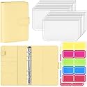 Antner A6 Budget Binder with Zipper Cash Envelopes for Money Organizer &amp; Budgeting, PU Leather Budget Planner Money Saving Binder with Cash Stuffing Envelopes &amp; Labels for Home Office Travel, Yellow