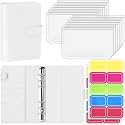Antner A6 Budget Binder with Zipper Cash Envelopes for Money Organizer &amp; Budgeting, PU Leather Budget Planner Money Saving Binder with Cash Stuffing Envelopes &amp; Labels for Home Office Travel, White