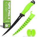 ANTOWIN 3-in-1 9" Fillet Knife for Fish, Razor Sharp German G4113 Pro Stainless Steel Blade, Fishing Filet Knives Saltwater with SharkGrip Ergonomic Handle, Cuchillo Includes Sheath & XL Sharpener