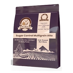 antram sugar control multigrain vedic atta 10kg 50 wheat 27 millet 11 soya 12 barleypulses cold pressed 7 super grains low gi high fibre vedic chakki atta 10kg