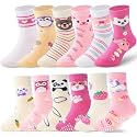 ANTSANG Baby Girls Toddlers Grips Socks, Kids Unicorn Crew Cotton Socks