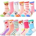 ANTSANG Baby Girls Toddlers Grips Socks, Kids Unicorn Crew Cotton Socks