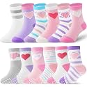 ANTSANG Baby Girls Toddlers Grips Socks, Kids Unicorn Crew Cotton Socks