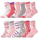 ANTSANG Baby Girls Toddlers Grips Socks, Kids Unicorn Crew Cotton Socks