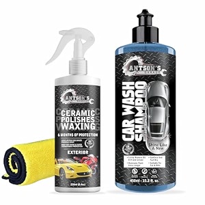 antson car wash shampoo 450ml amp ceramic polish waxing for car 250ml includes 1 cloth car shampoo  car polish
