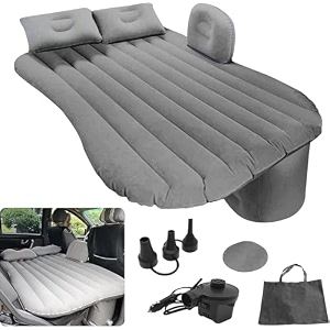 antson premium car inflatable bed with pump amp 2 air pillow  quick inflatable back seat bed  car inflatable mattres  car bed mattress  car bed for kidstravelcampingpicnic beach grey