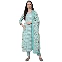 anubhutee Women39s Cotton Blue Floral Printed A-Line