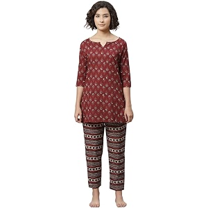 anubhutee Womens Cotton Floral Straight Night Suit